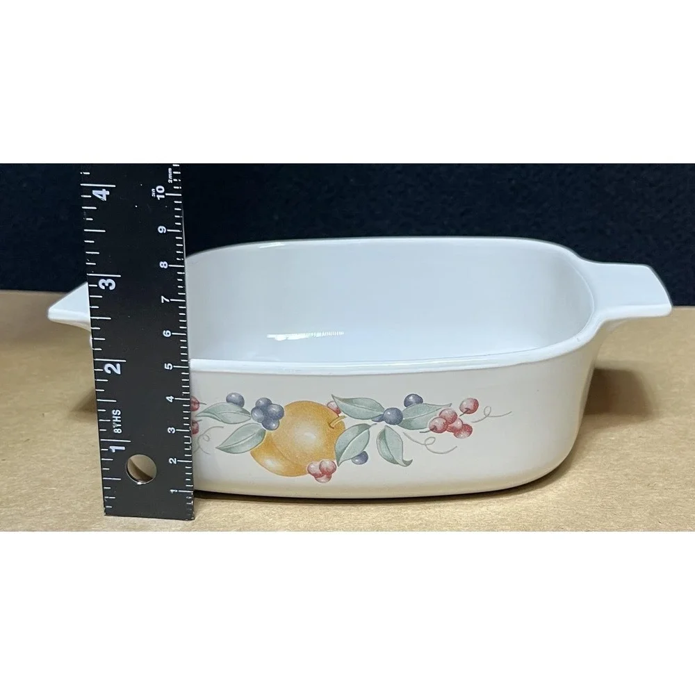 Corning Ware A-1-B Casserole Dish 1 Liter Abundance Fruit Pattern Square Baking‎